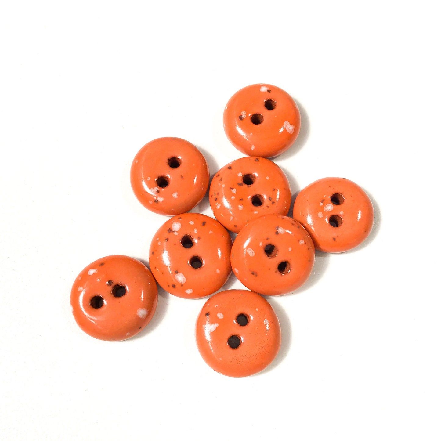 Speckled Orange Clay Buttons - Orange Clay Buttons - 9/16" - 8 Pack