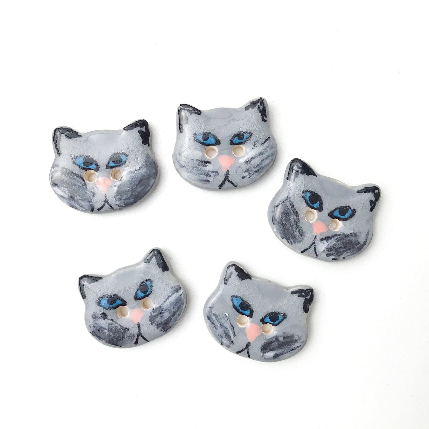 Cat Buttons - Ceramic Kitty Buttons - 3/4" x 7/8"
