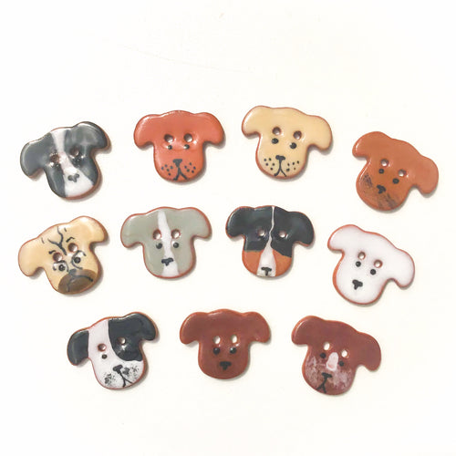 Dog Buttons - Ceramic Dog Buttons - 3/4