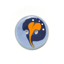 Load image into Gallery viewer, Blue &amp; Orange &#39;Paisley&#39; Button - Large Ceramic Button - 1 7/16&quot;