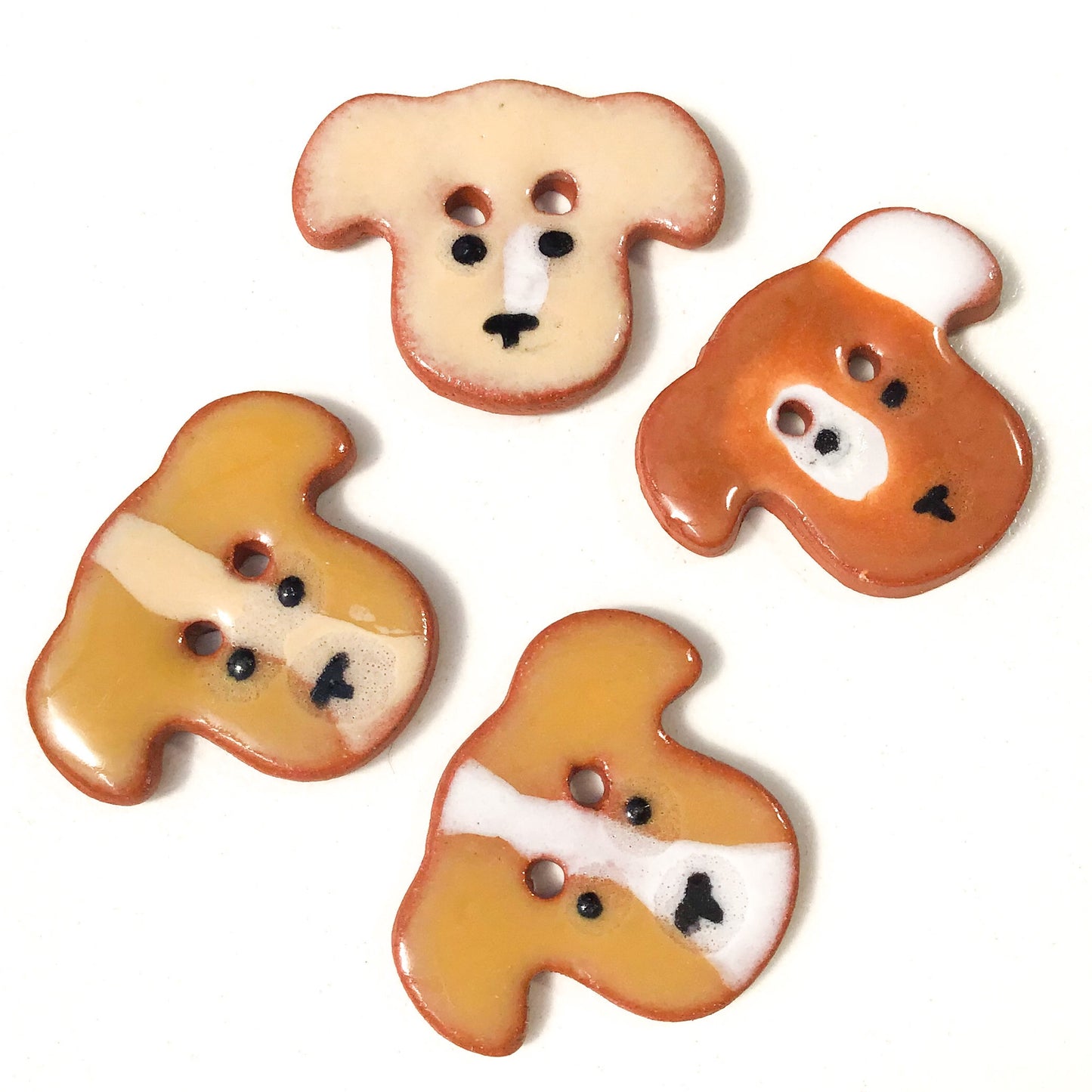 Dog Buttons - Ceramic Dog Buttons - 3/4" x 7/8" - 4 Pack
