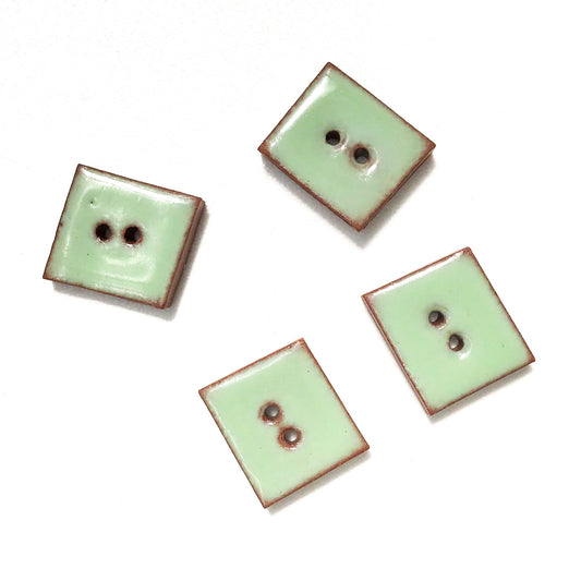 Minty Green Buttons on Red Clay - Geometric Ceramic Buttons - 1/2" x 9/16"- 4 Pack