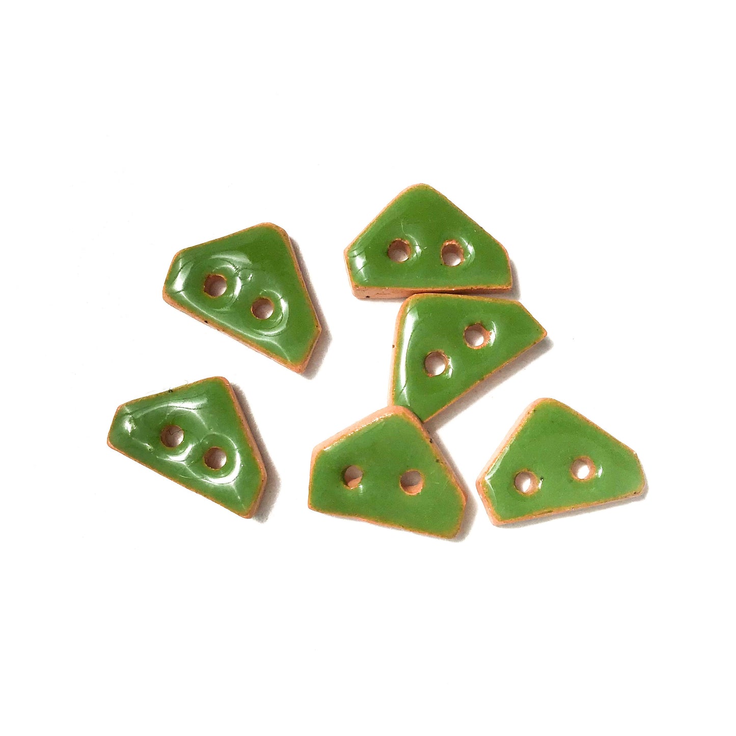 Shamrock Green Ceramic Buttons 3/8" x 1/2" - 6 Pack