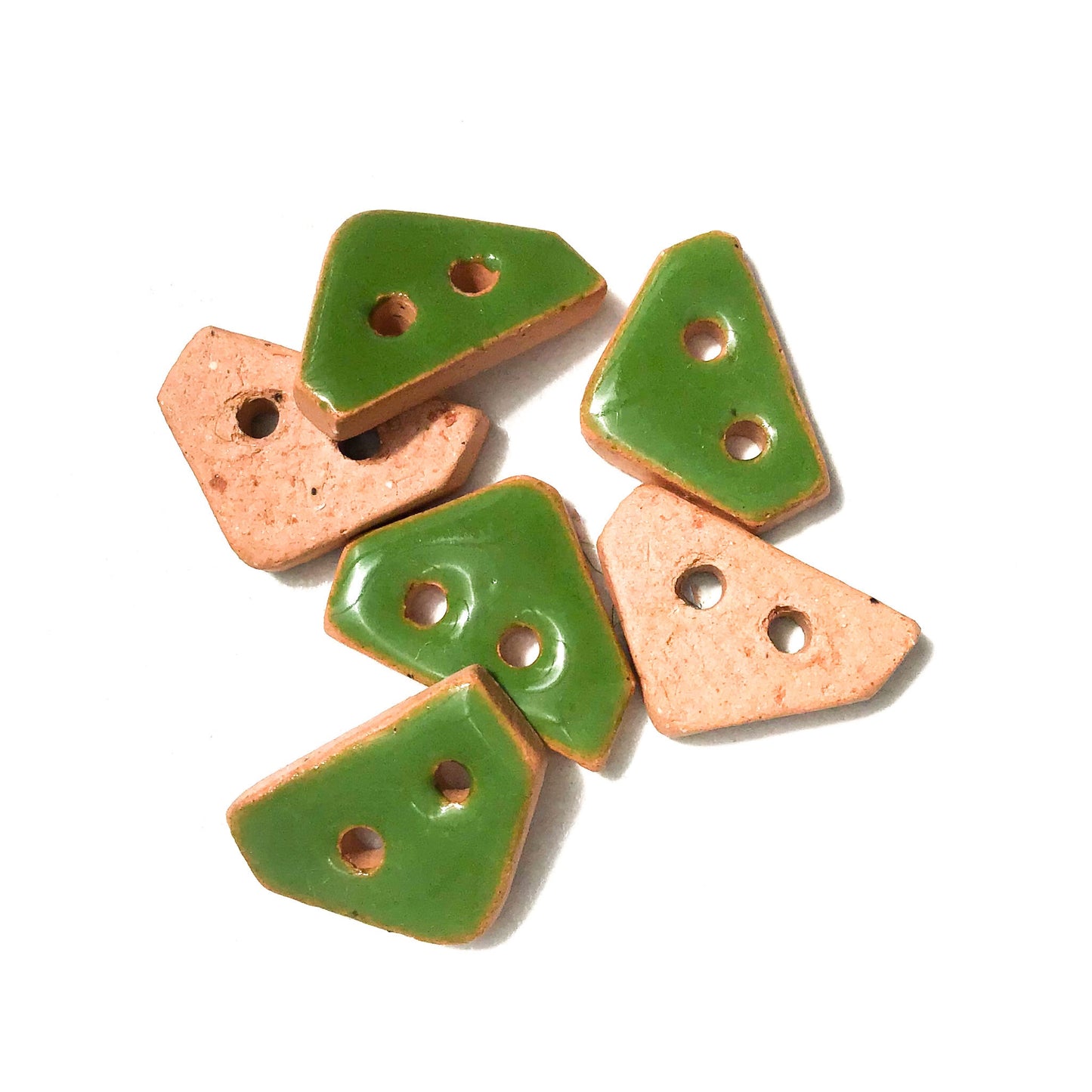 Shamrock Green Ceramic Buttons 3/8" x 1/2" - 6 Pack