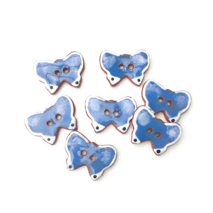 Ceramic Butterfly Buttons - Blue and White Butterfly Buttons - 5/8" x 7/8" - 7 Pack