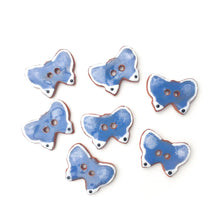 Load image into Gallery viewer, Ceramic Butterfly Buttons - Blue and White Butterfly Buttons - 5/8&quot; x 7/8&quot; - 7 Pack