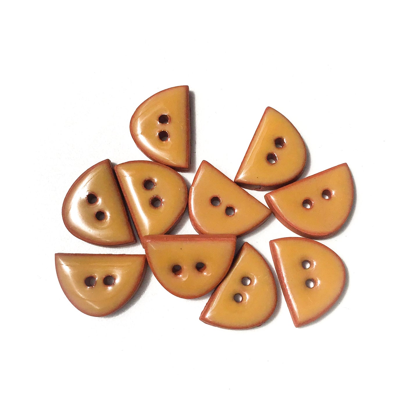 Camel Brown Ceramic Buttons - Small Half Circle Clay Buttons - 3/8" x 5/8" - 10 Pack