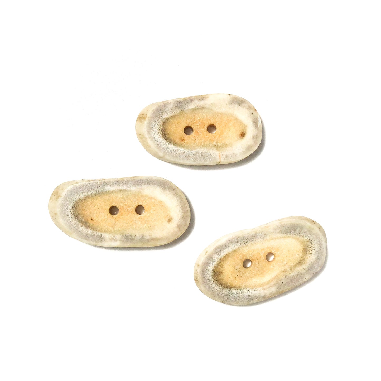 Deer Antler Shed Buttons - Polished Natural Antler Buttons - 3/4  x 1 1/2"  - 3 Pack
