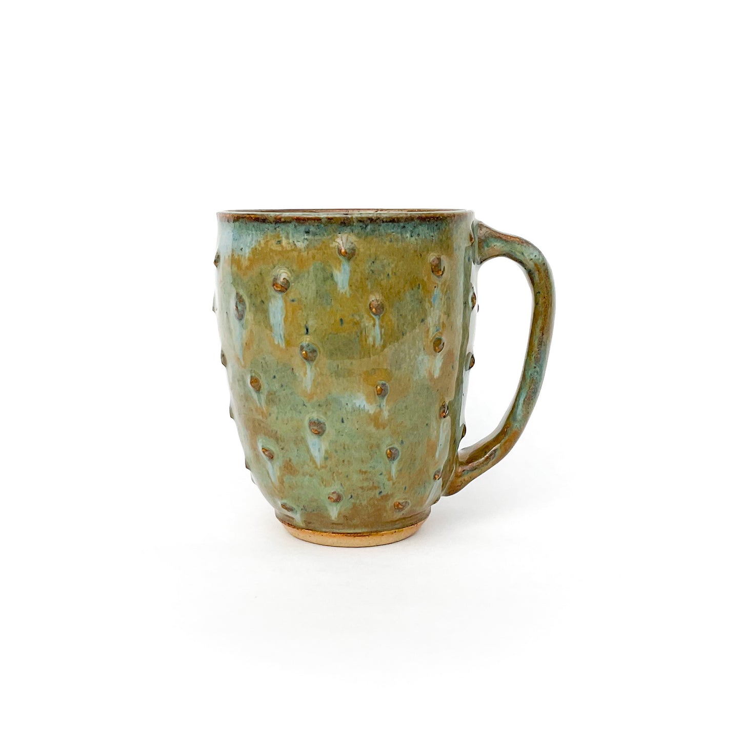 Polka Dots & Moss Stoneware Mug - 11 ounce Ceramic Mug