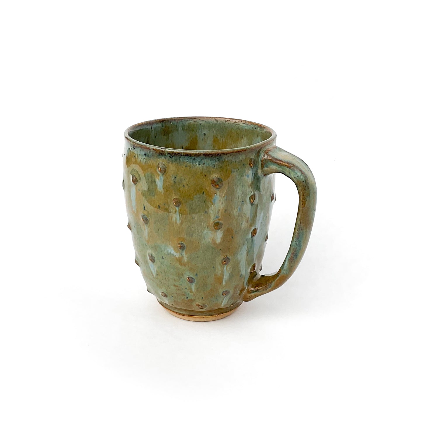 Polka Dots & Moss Stoneware Mug - 11 ounce Ceramic Mug