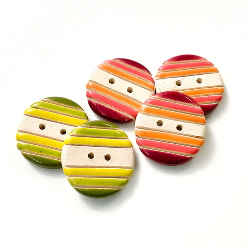 Color Gradient Ceramic Buttons on Buff Clay -   1 1/16