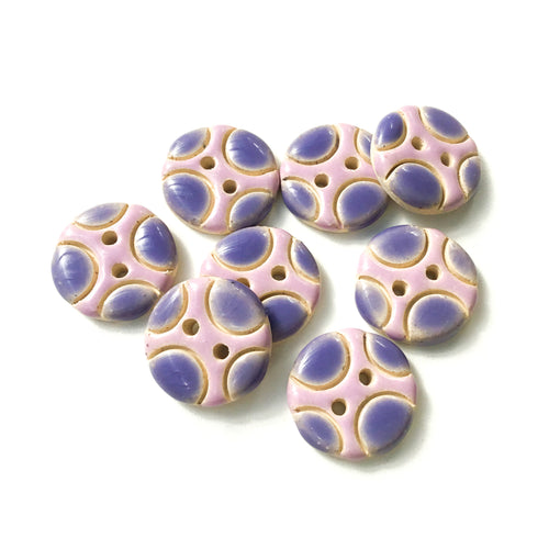 Purple Bubbles Ceramic Buttons on Buff Clay -  3/4