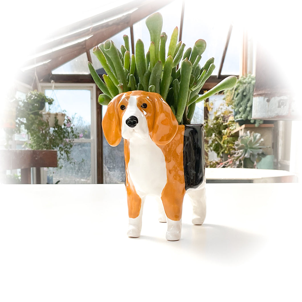Beagle Dog Planter - Ceramic Dog Plant Pot