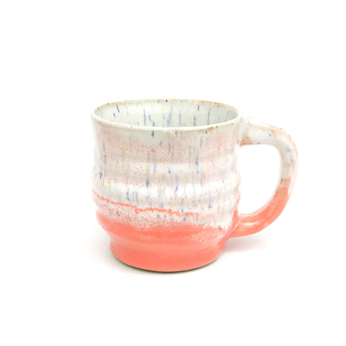 Speckled White & Coral Ceramic Mug - 6 ounce Ceramic Stoneware Mug