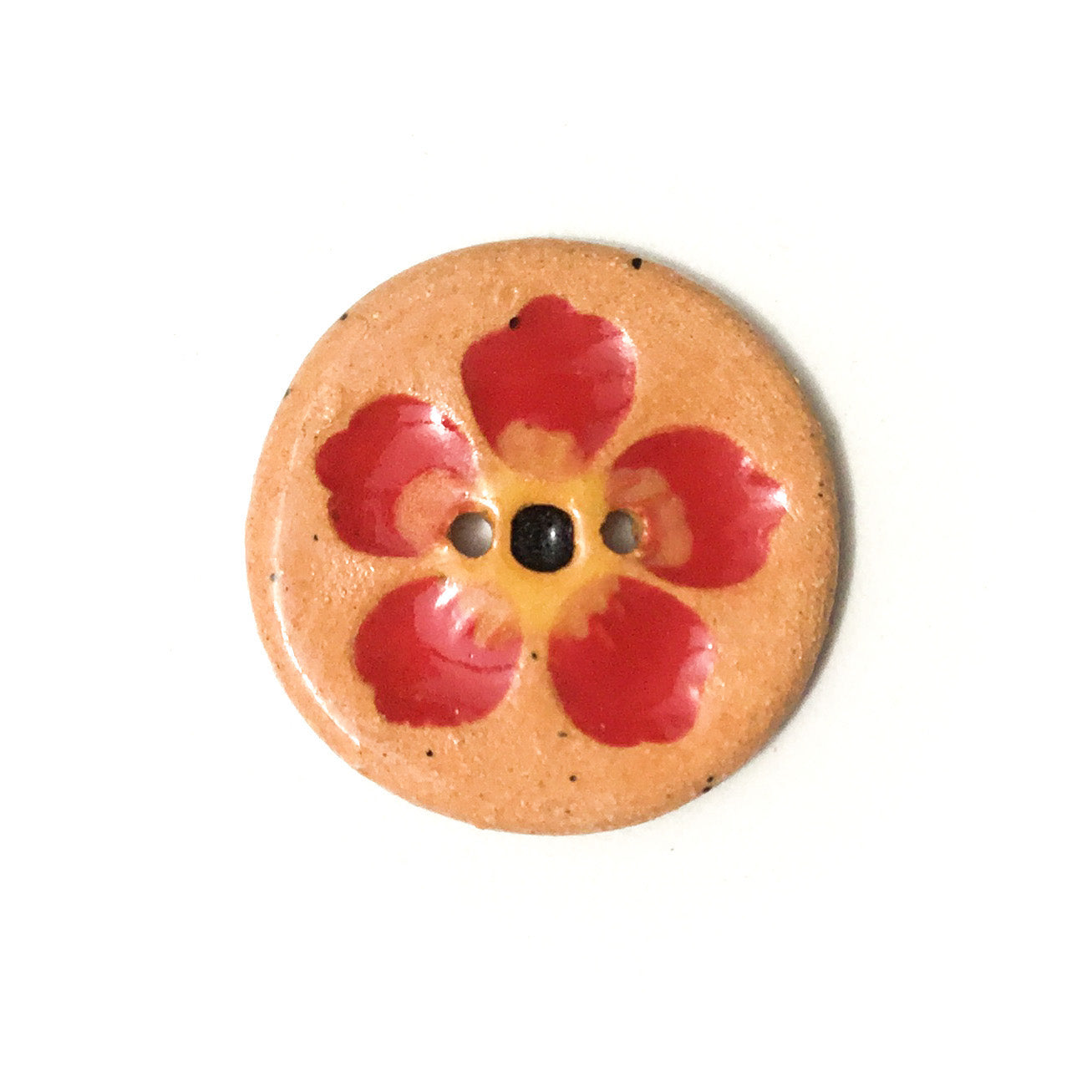 Hawaiian Petals Button - Mixed Colors on Brown Clay - 1 1/16"