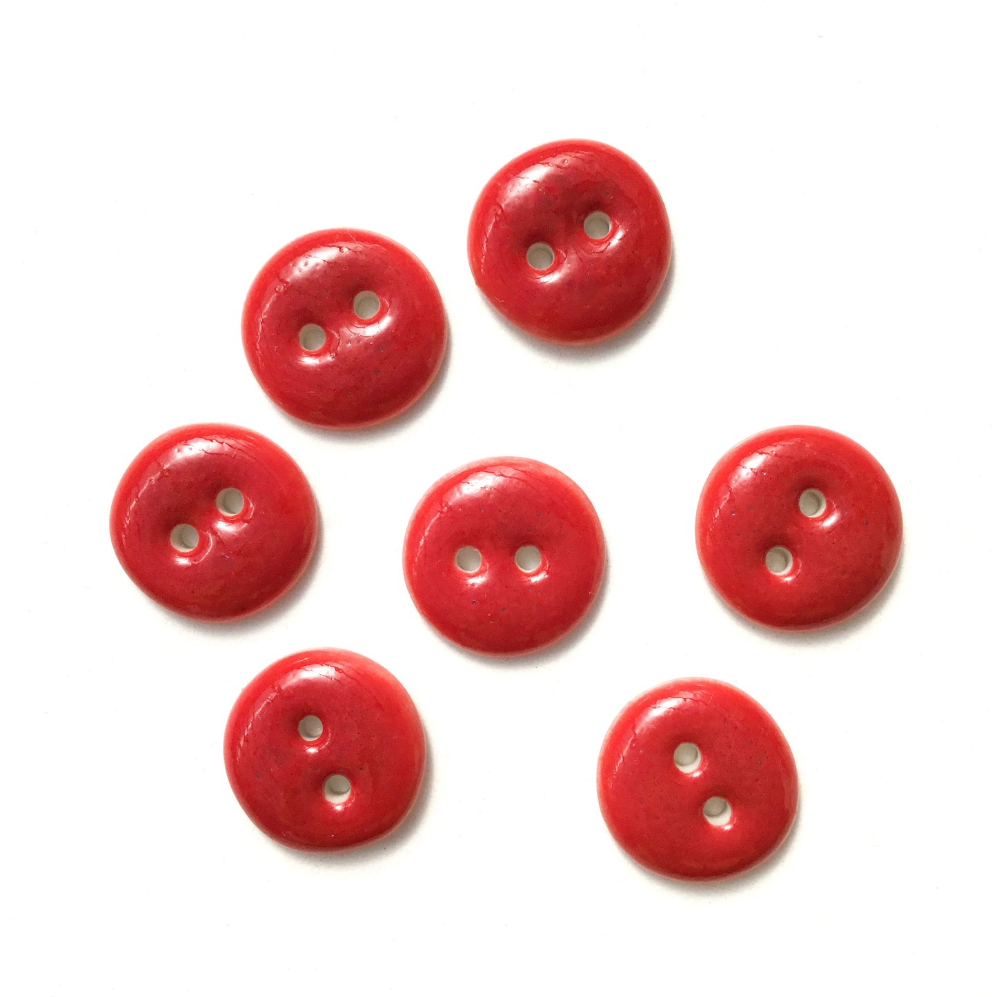 Deep Cherry Red Porcelain Buttons - Red Ceramic Buttons - 11/16" - 7 Pack