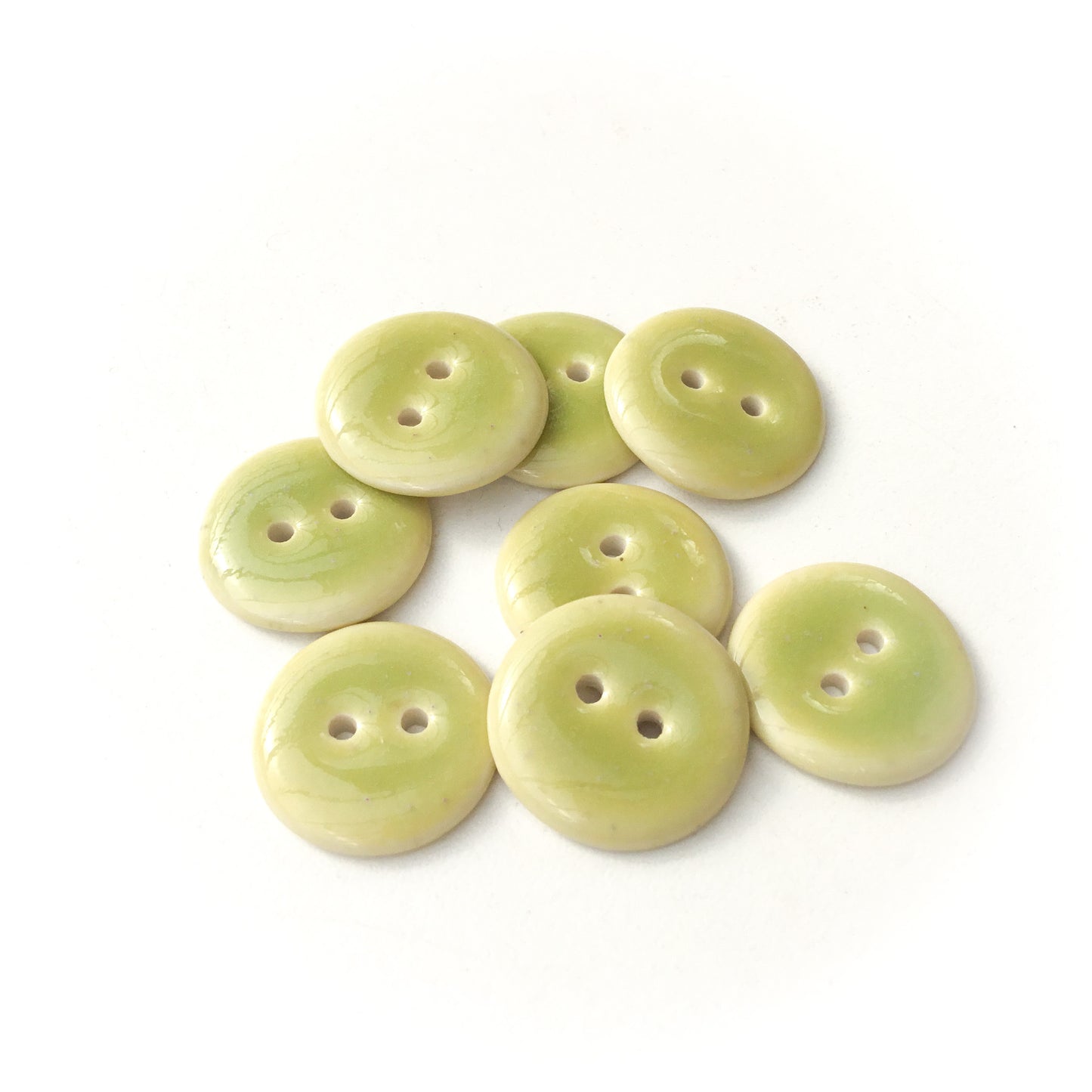 Lime Green Porcelain Buttons - Green Ceramic Buttons - 13/16" - 8 Pack