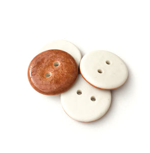 Golden Brown Porcelain Buttons - Brown Ceramic Buttons - 13/16" - 4 Pack