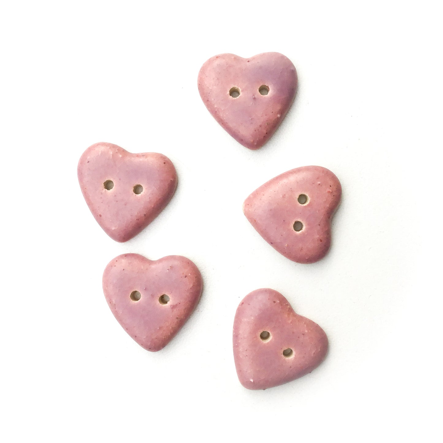 Matte Purple Heart Buttons - Ceramic Heart Buttons - 7/8" - 5 pack