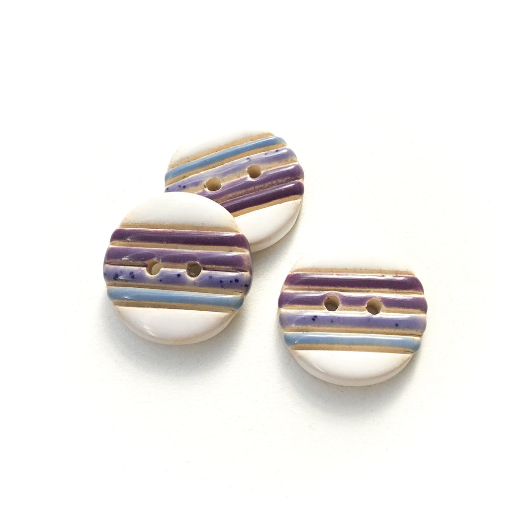 Purple & Blue Stripes Ceramic Buttons - Color Gradient Clay Buttons - 7/8