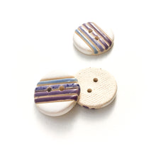 Load image into Gallery viewer, Purple &amp; Blue Stripes Ceramic Buttons - Color Gradient Clay Buttons - 7/8&quot; - 3 Pack