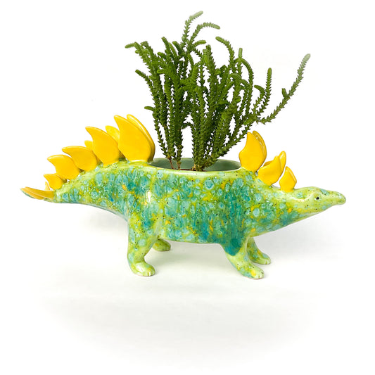 Lime Green Stegosaurus Dinosaur Planter - Dinosaur Succulent Planter