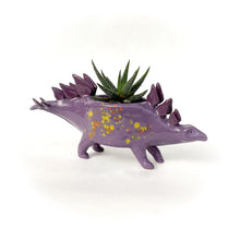 Load image into Gallery viewer, Deep Purple Stegosaurus Dinosaur Planter - Dinosaur Succulent Planter