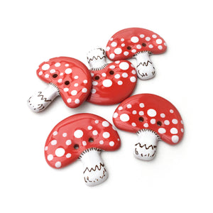 Jumbo Amanita Mushroom Buttons - 1 7/16"