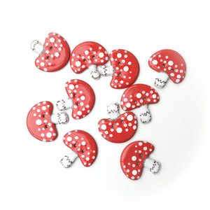 Jumbo Amanita Mushroom Buttons - 1 7/16"