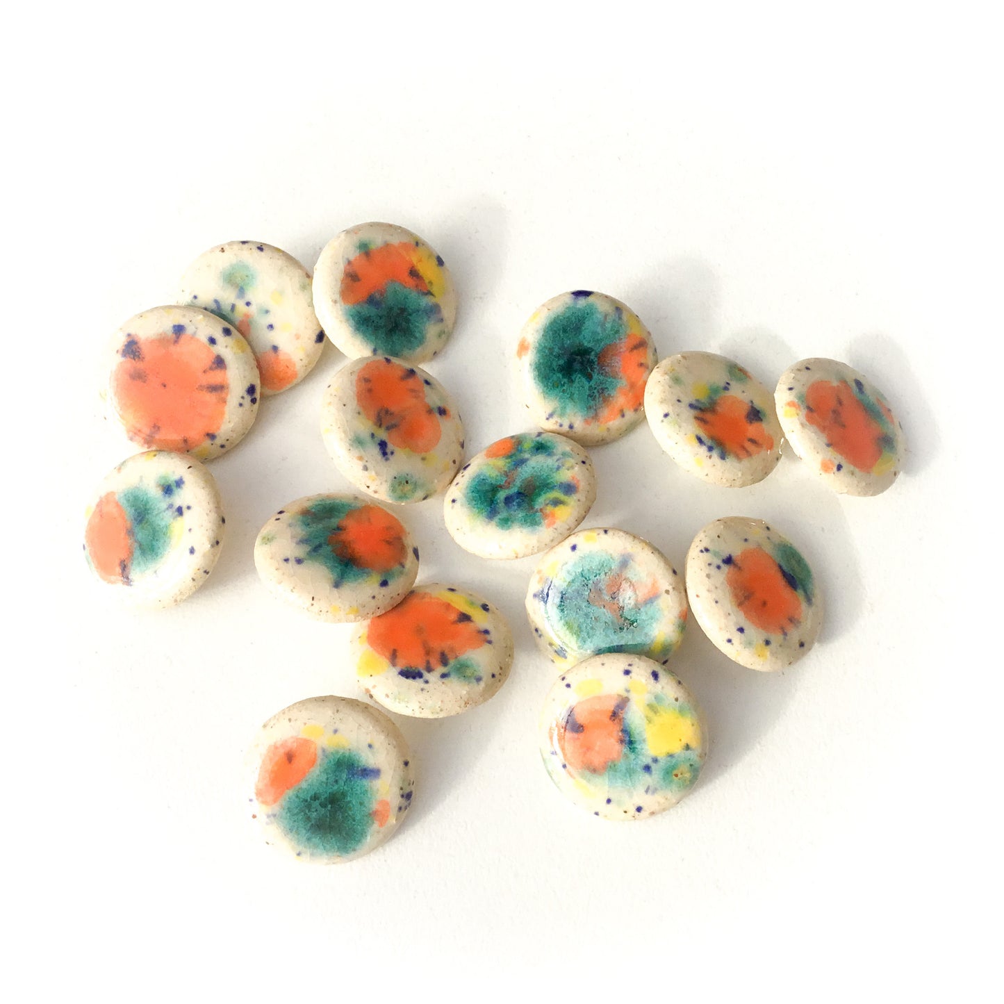 Vibrant Color Burst Ceramic Shank Buttons - 11/16"