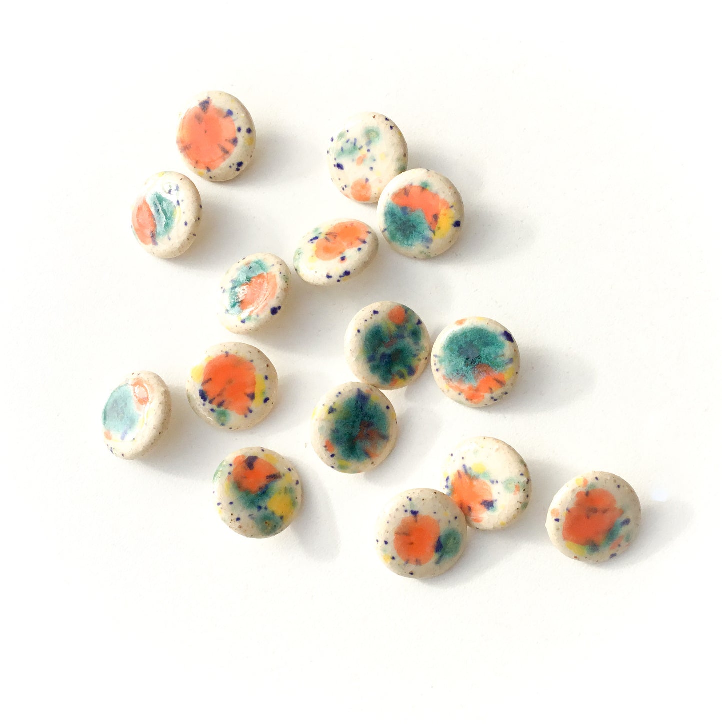 Vibrant Color Burst Ceramic Shank Buttons - 11/16"