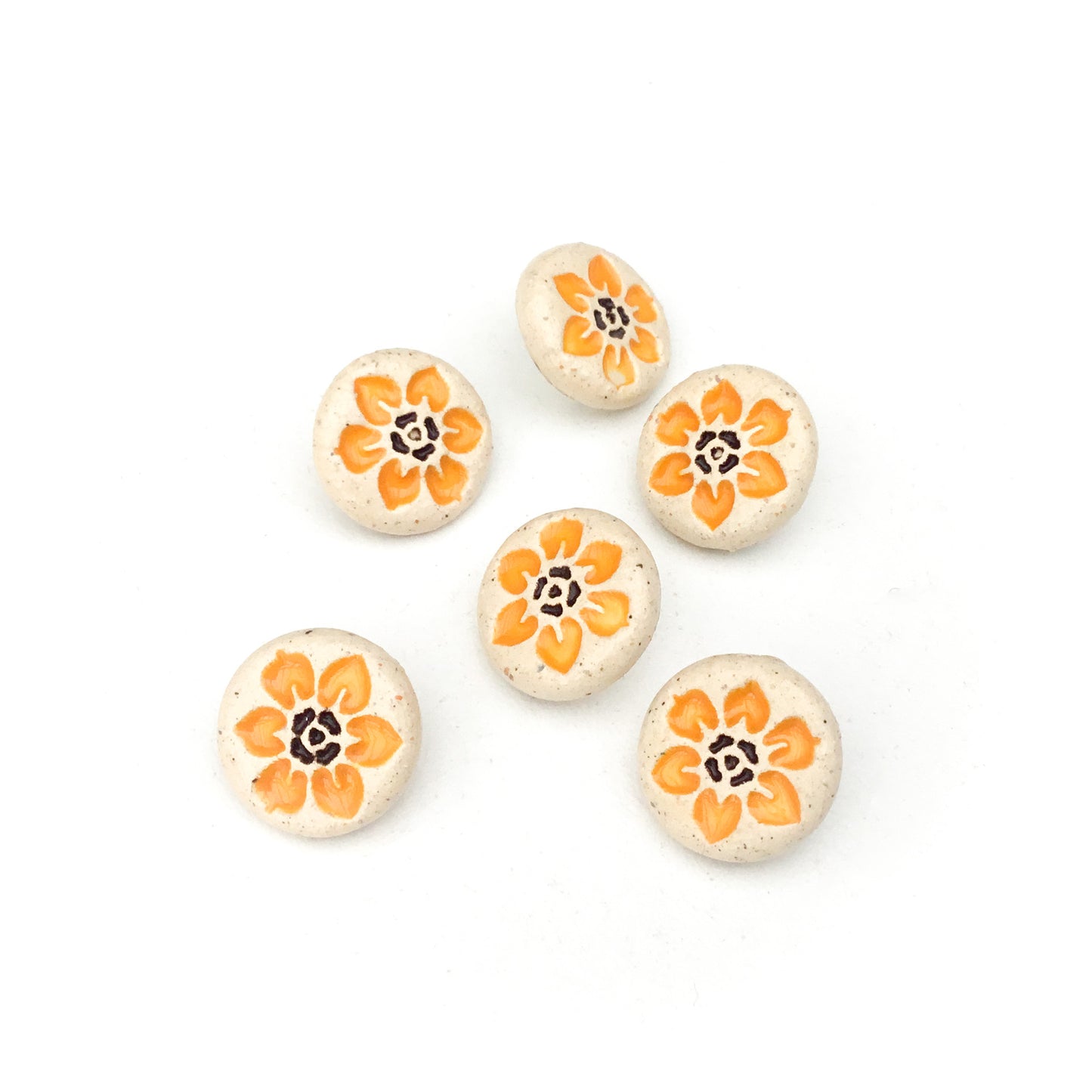 Orange Hawaiian Petals Shank Button - 9/16"