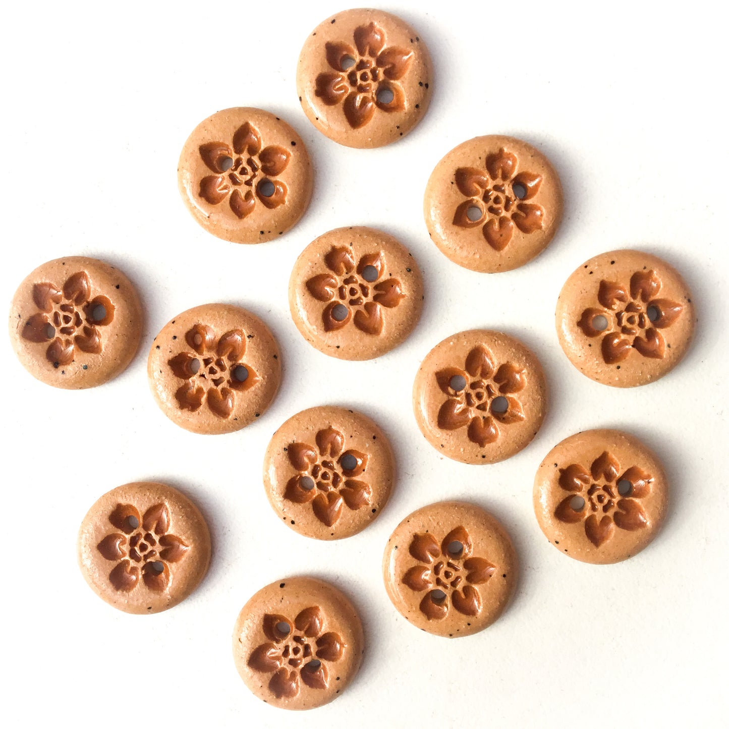 Country Brown Flower Buttons - 11/16"