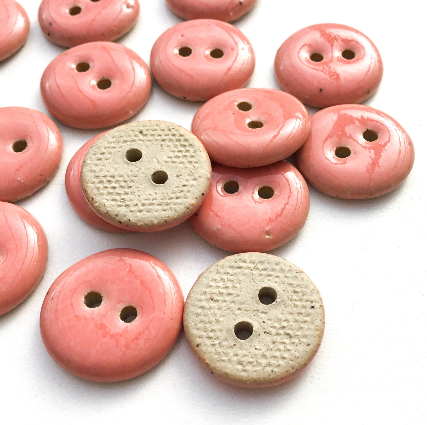Coral Ceramic Stoneware Buttons - 3/4"