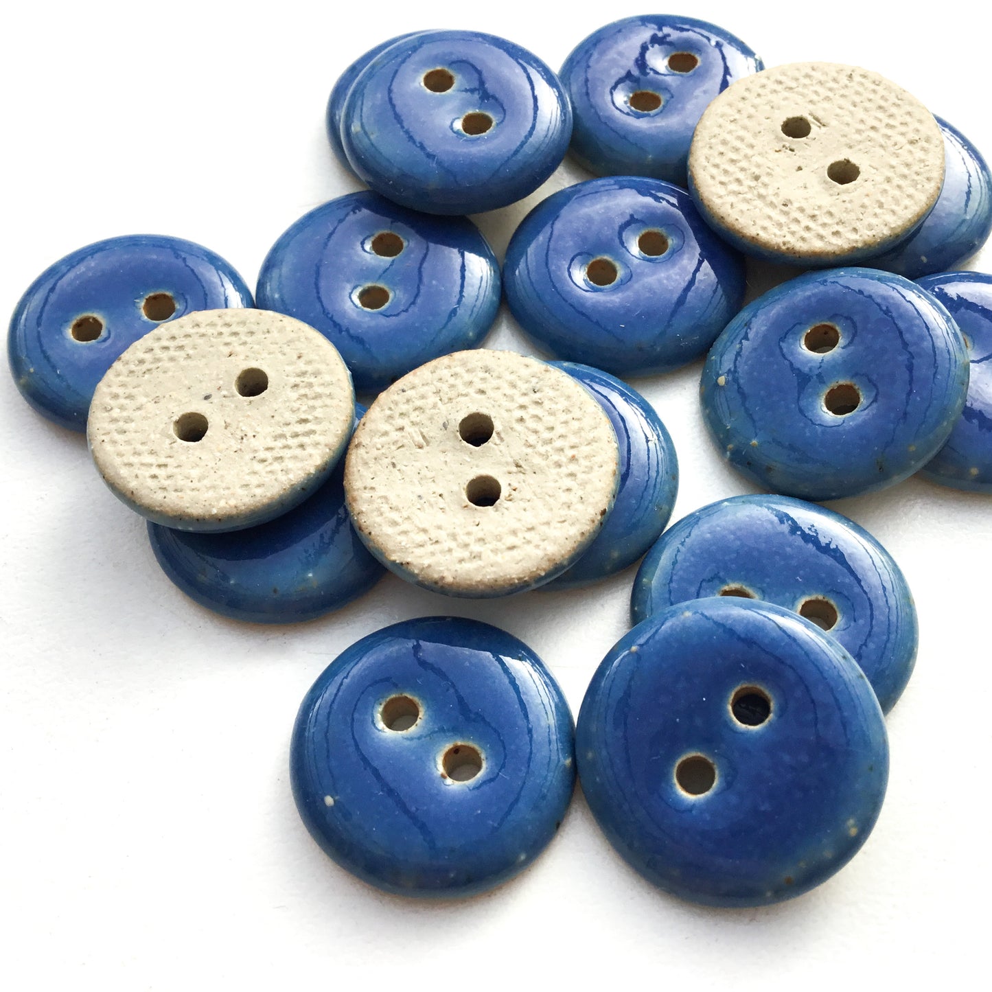 Royal Blue Ceramic Stoneware Buttons - 3/4"