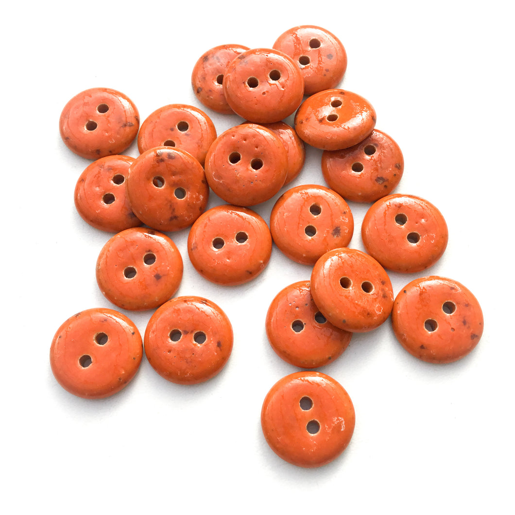 Deep Orange Ceramic Stoneware Buttons - 5/8