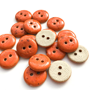 Deep Orange Ceramic Stoneware Buttons - 5/8"