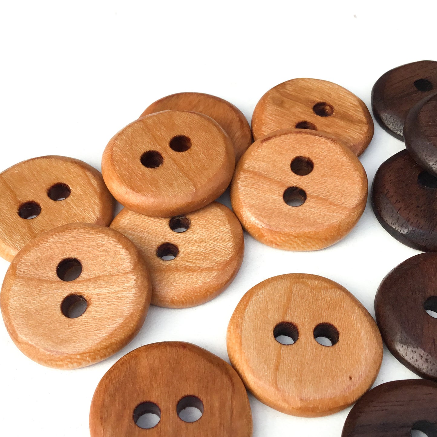 Cherry & Black Walnut Wood Buttons - 7/8"