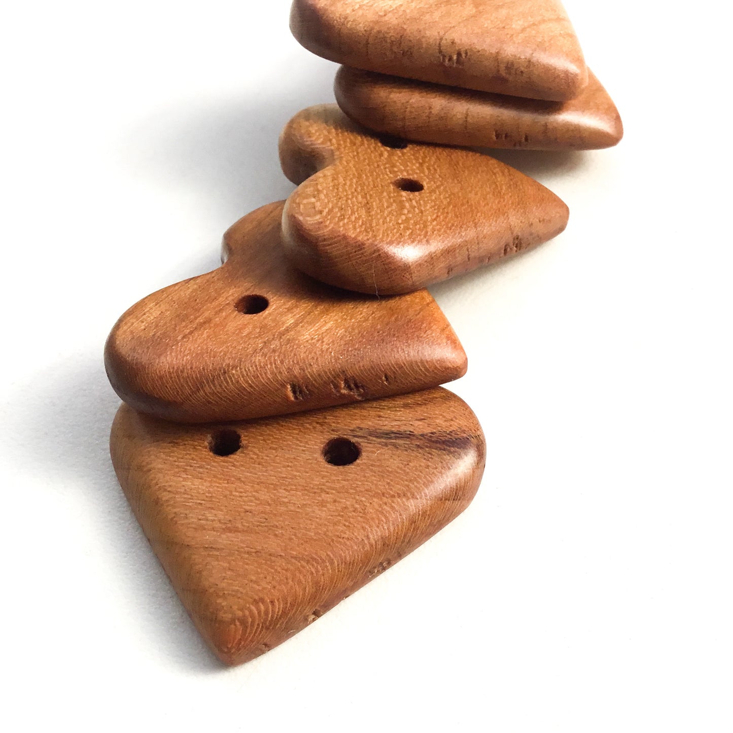 Cherry Wood Heart Buttons - 1-3/8"