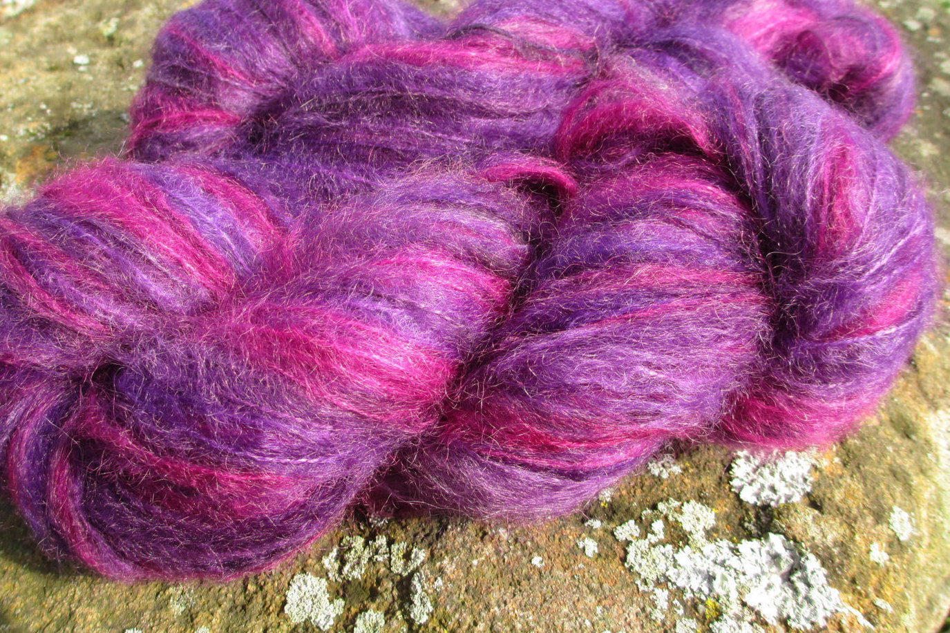 Hand dyed Mohair Yarn  - Brushed Mohair Yarn - Purple
