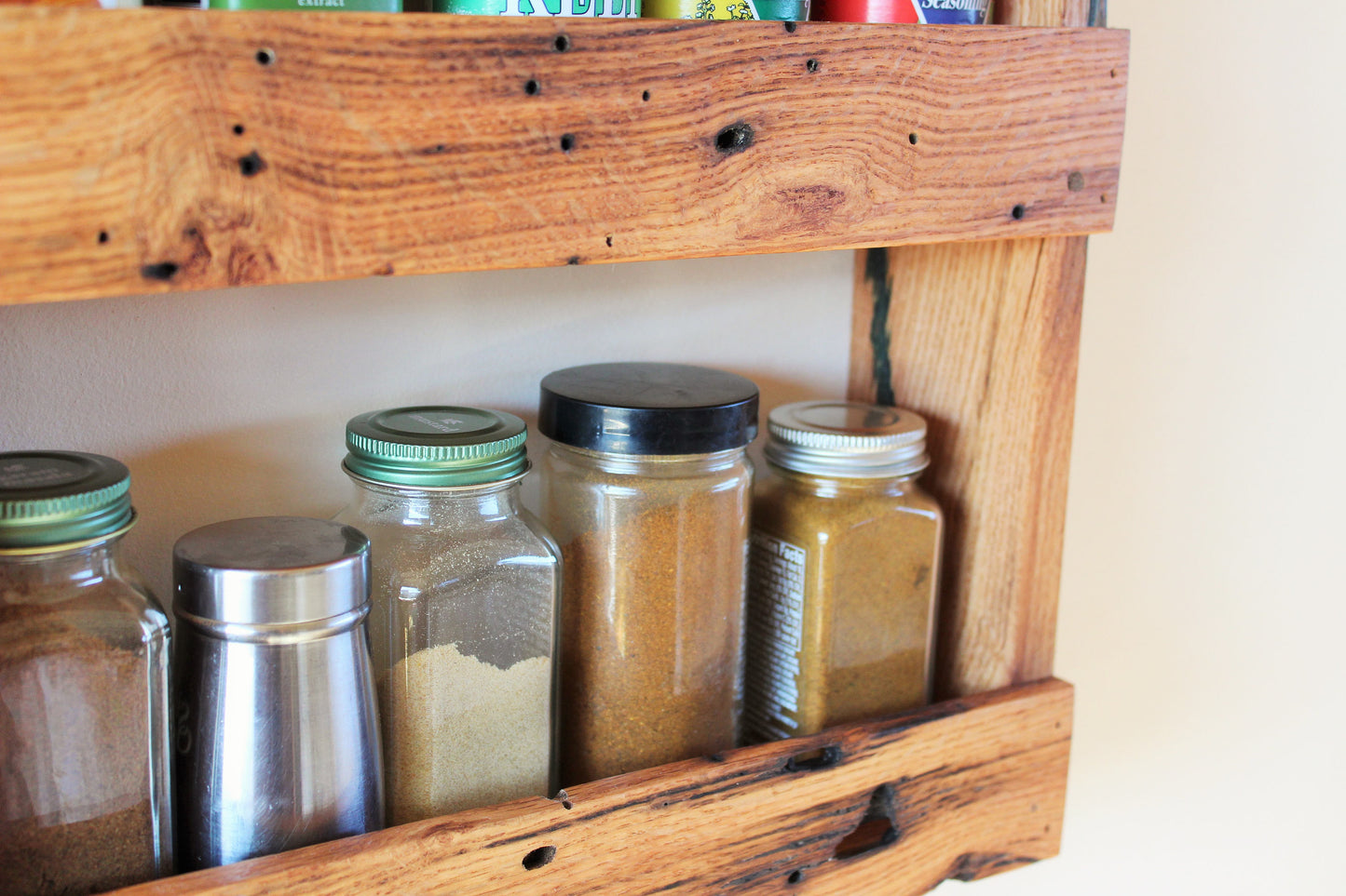 Rustic Solid Oak Spice Rack with Character Grain