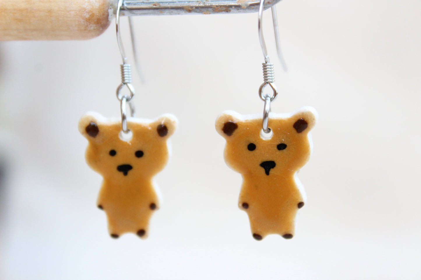 Teddy Bear Earrings - Little Brown Bear Earrings