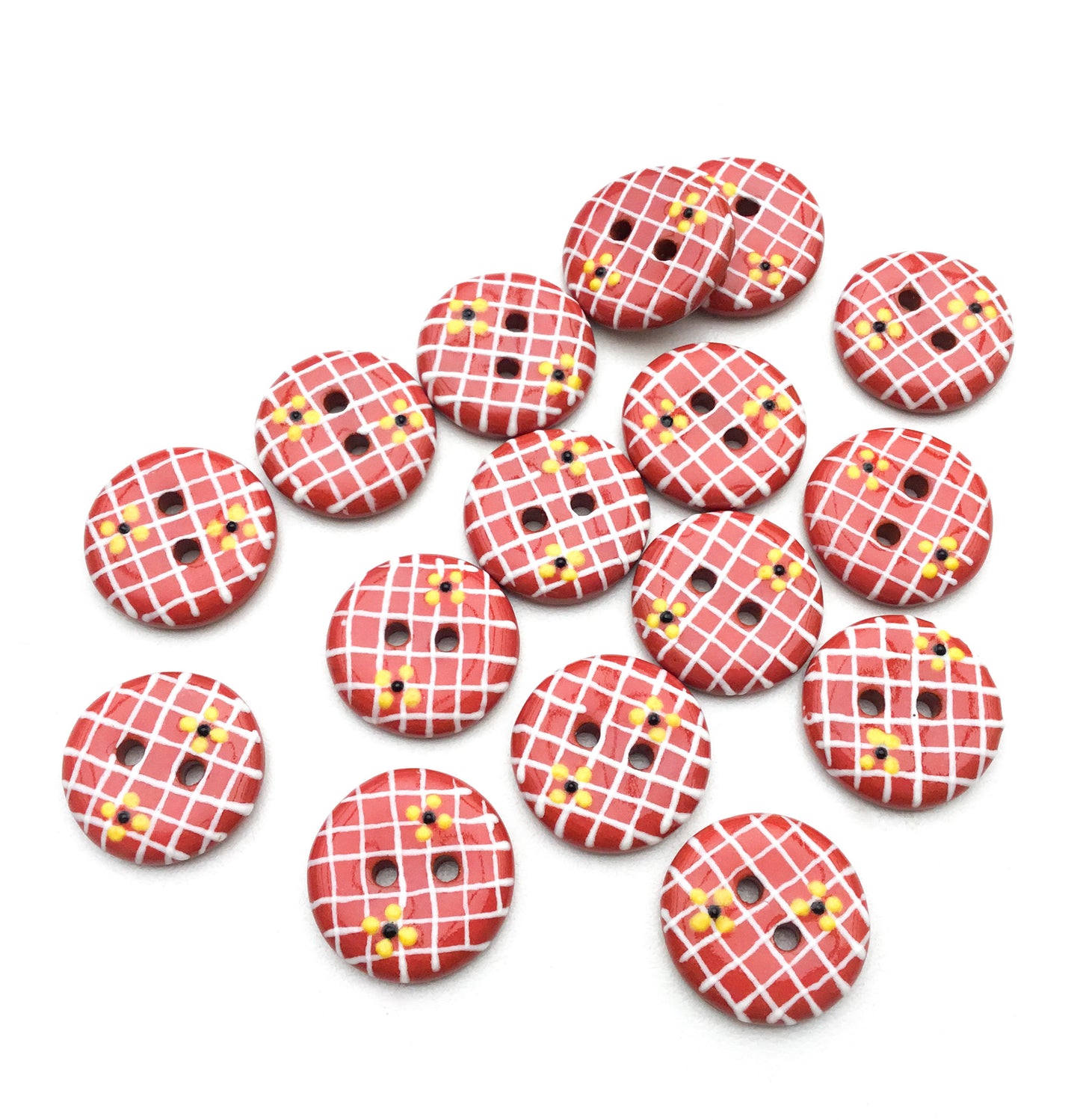 Decorative Red Trellis Buttons - 3/4"
