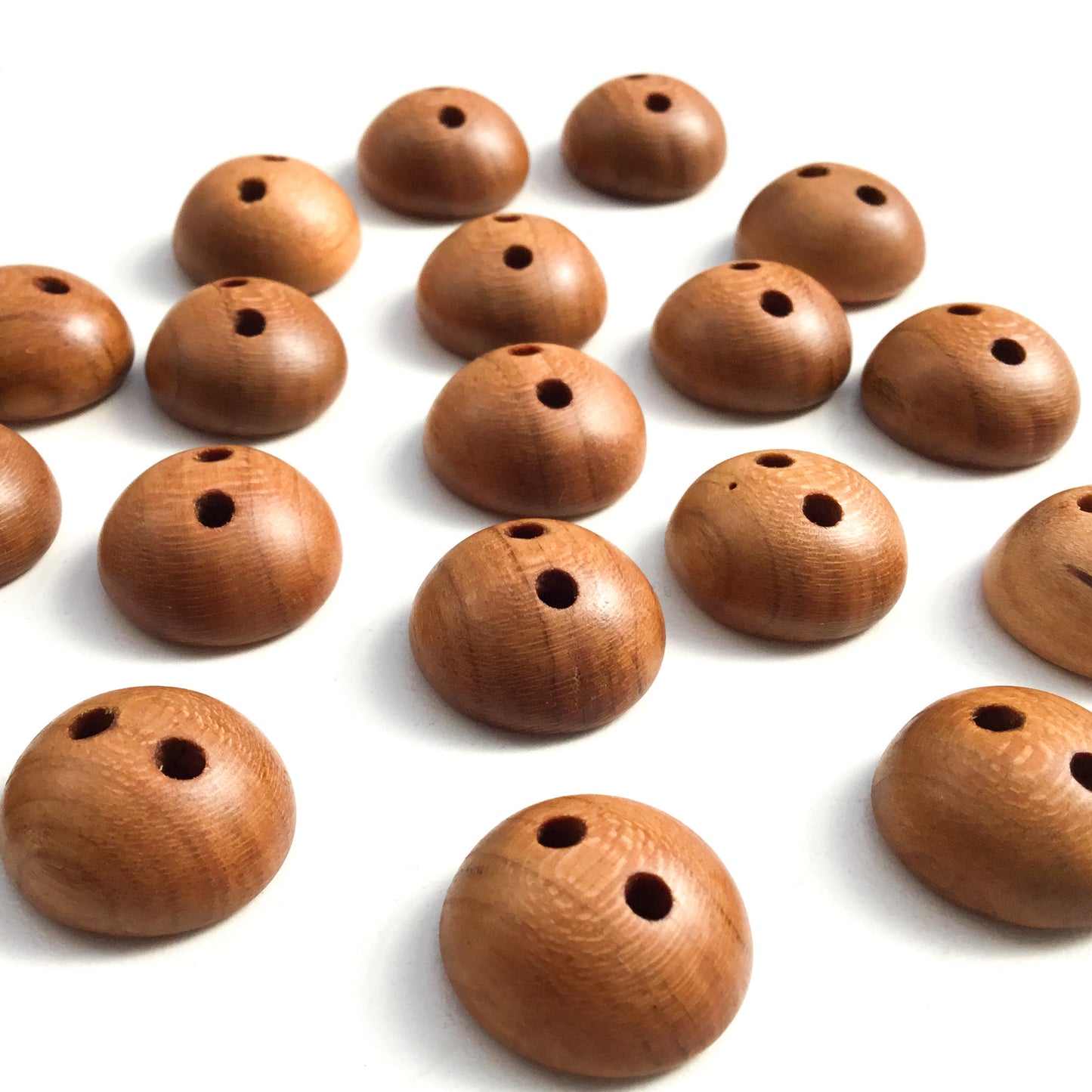 Cherry Wood Buttons - 3/4" Pillowed - 5/16" thick
