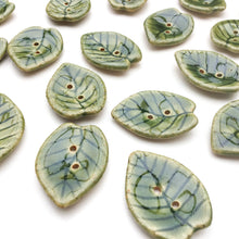 Load image into Gallery viewer, Green Leaf Stoneware Buttons - 15/16&quot; x 1 5/16&quot;