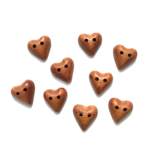Cherry Wood Heart Buttons - 13/16" x 7/8"